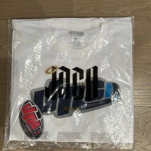 JNCO white tee with graffiti tag on front